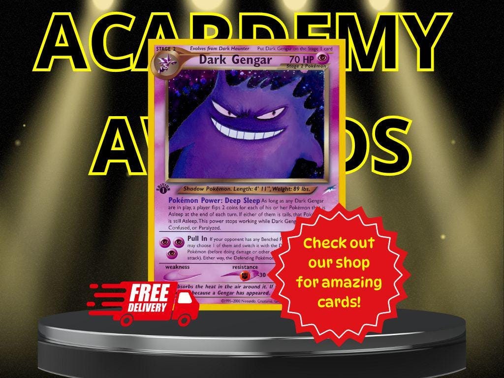 Pokemon Card Dark Gengar 1st Edition Holo, Gengar Neo Pokemon Card Dark Gengar 1st Edition Holo, Gengar Neo