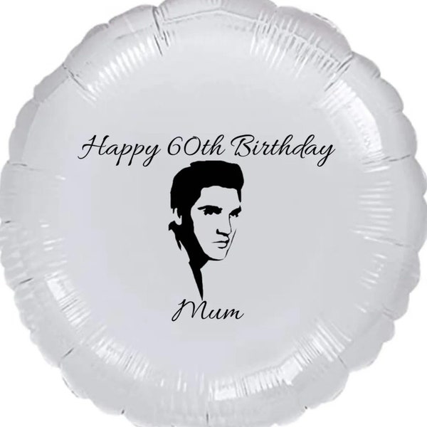 Elvis themed foil helium balloon birthday party decoration Personalised Message 50s