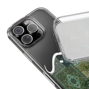 Sabr Arabic Calligraphy Clear Case | Transparent Phone Case with Green Arab Carpet Design image 5