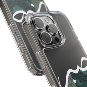 Sabr Arabic Calligraphy Clear Case | Transparent Phone Case with Green Arab Carpet Design image 4