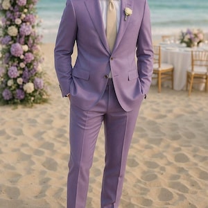 Men Lavender 2-Piece Suit, Suit For Man, Office Suit, Prom Night Suit, Formal Attire, Gift For Him, Man Slim Fit Suit, Men Business Suit.