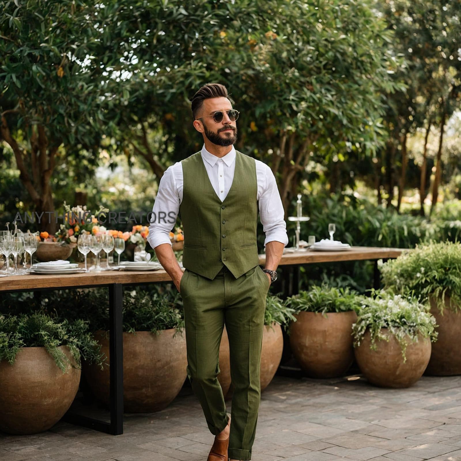 Formal Outfit For Men With Vest Men's Formal Wool Tweed Groom Vest Slim Fit  Brown Waistcoat
