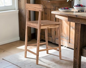 Sillas de mostrador únicas, silla de bar de madera reciclada, sillas de mostrador de cocina, taburetes de mostrador, sillas de bar, silla de estilo marroquí, taburete alto de bar.