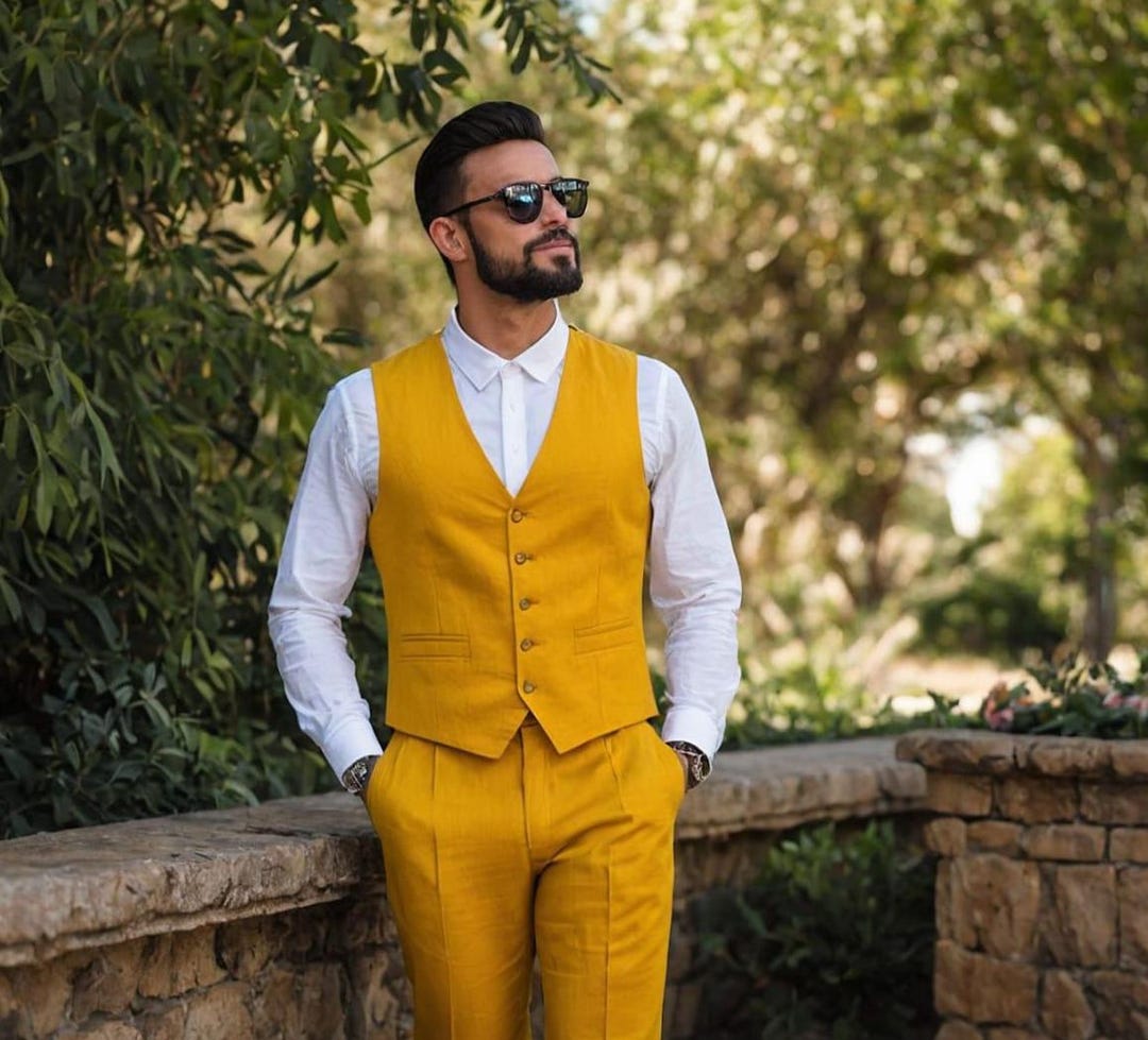 mustard yellow dress vest AGGI by HALEWSKI SYLVIA BUTTER YELLOW VEST