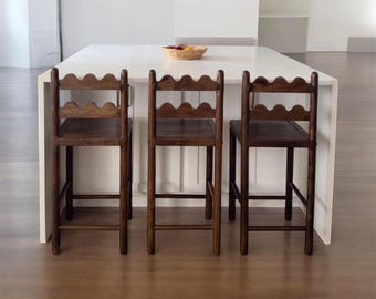 Handmade Walnut Bar Stool, Solid Wood Bar Stool – Rustic Farmhouse Counter Height Kitchen Island Chair, afe Stool with Backrest, Knock Down.