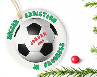 Personalized Soccer Ornament, Soccer Player Gift, Ceramic 3" Round