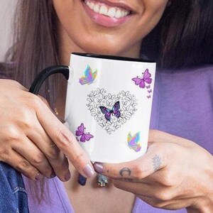 Hearts & Butterfly Mug, Butterfly Coffee Mug, Cute Mug, Butterflies, Butterfly Gifts, Monarch Butterfly, Butterfly Gift, Pretty Coffee Mug