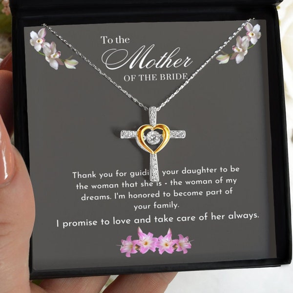 Mother of Bride Gift From Groom Cross Necklace, Mother in Law Wedding Gift from Groom, Mother of the Bride Gift, Mother of Bride from Groom