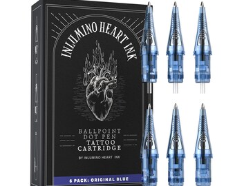 ボールペンタトゥーカートリッジ6本、紙でタトゥーを練習、新しい媒体