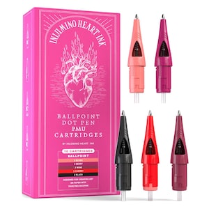 PMU Practice Cartridges - 5 Color Ballpoint Pen Set for Tattoo Training