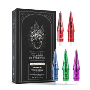 10色のボールペンタトゥーカートリッジ、紙の上でタトゥーを練習、新しい媒体でタトゥーマシンを使ってアートワークを作成する