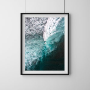 Bali Surfer, Ocean Print, Surf Photography, Aerial View, Surf Print, Surf Poster, Wave print, Surf Digital Print, Ocean Printable Art