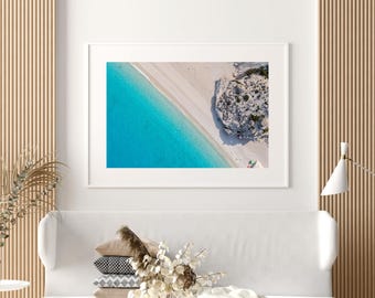 Greek Beach Aerial Print: Turquoise Waters, White Sand (Digital Download)