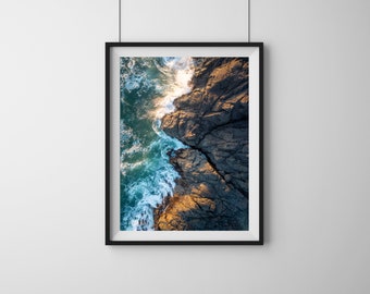 Coastal Sunset Waves Print: Ocean Seascape Photography (Digital Download)