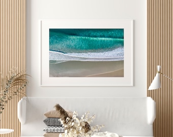 Omaha Beach Aerial Print: New Zealand Ocean Wave Photography (Digital Download)
