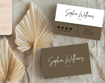 Plantilla de tarjeta de visita Boho, Descarga instantánea, Plantilla de tarjeta de visita imprimible, Tarjeta de visita DIY, Tarjeta de visita mínima, Canva, Editable