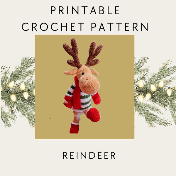 Crochet PATTERN Reindeer, Amigurumi tutorial PDF in English, amigurumi handmade children's gift for the Christmas gift souvenir animals