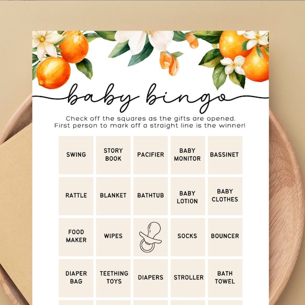 A Little Cutie Baby Shower Bingo Template, Printable Baby Shower Game Card, Editable Bingo Baby Shower Game, PPD-CTS02