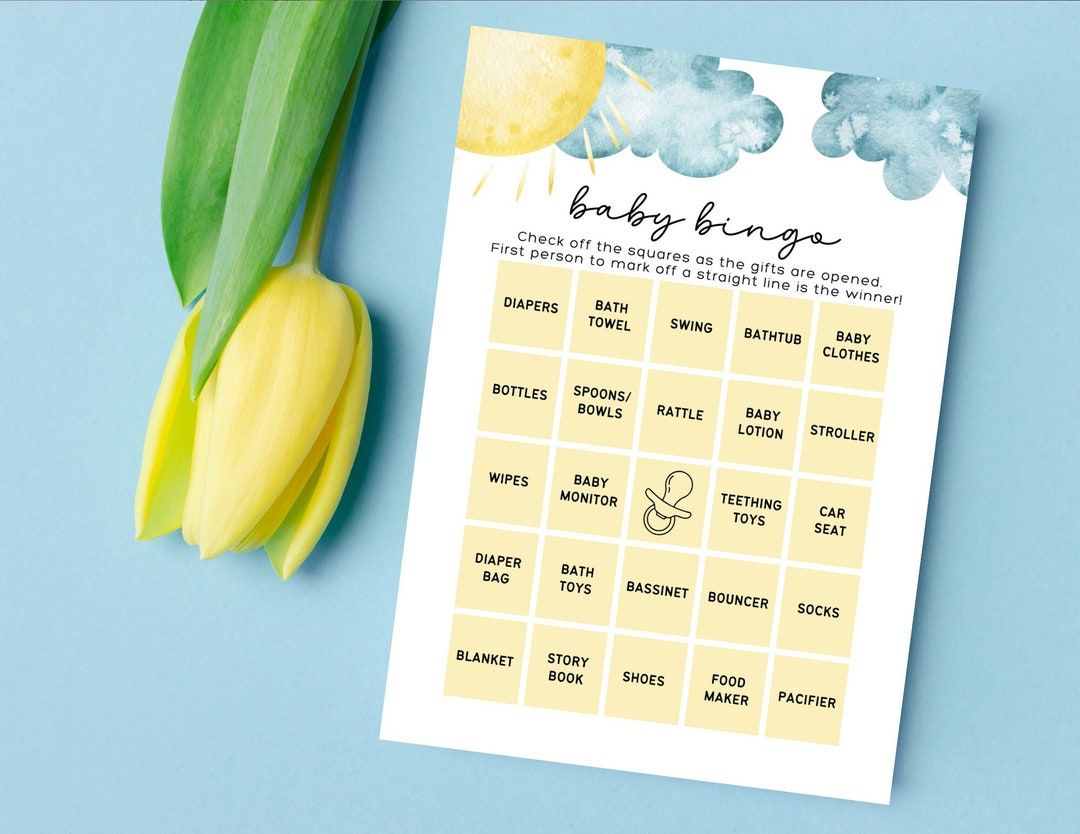 Sunshine Baby Shower Bingo Template, Printable Baby Shower Game Cards ...
