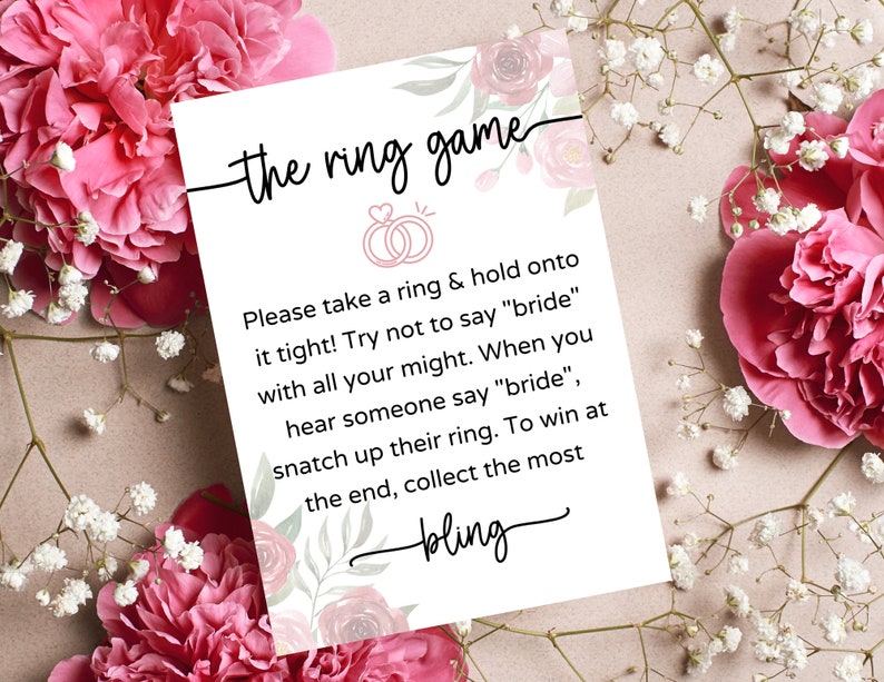 Printable Floral Bridal Shower Ring Game Editable Wedding - Etsy