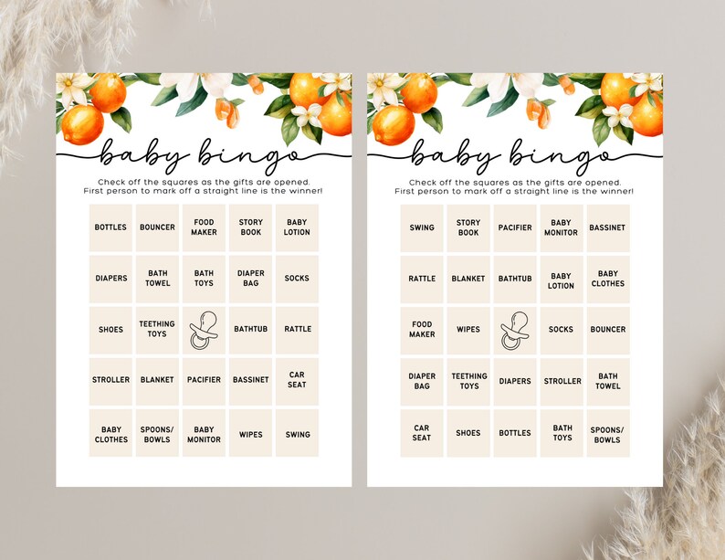 A Little Cutie Baby Shower Bingo Template, Printable Baby Shower Game