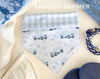 Endless Summer Pup Hundehalstuch mit individuellem Namen, wendbar & mit Druckknöpfen verstellbar. Federleicht, maschinenwaschbar