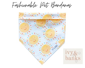 Handmade Fashionable Dog Bandana,Hello Sunshine, Snap on, Easy to Assemble, Dogs and Cats, Cute bandana, Pet Neckwear, Adjustable