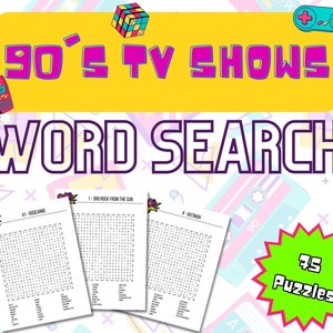 90&#39;s Word Search Puzzles, Word Search Puzzles for Adults, Nineties Babies, 90&#39;s Games, Puzzles for Millennials, Themed Word Search Games