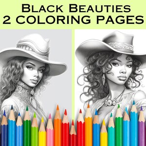 African American Cowgirl Coloring Pages Digital Coloring Book Greyscale Coloring Pages, Coloring Pages for African American Women and Girls