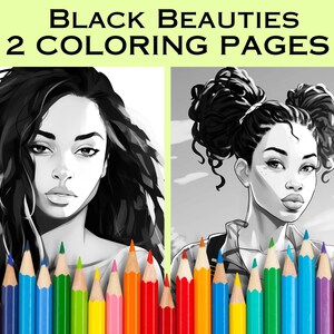 African American Women Coloring Pages Digital Coloring Book Greyscale Coloring Pages, Coloring Pages for African American Women and Girls