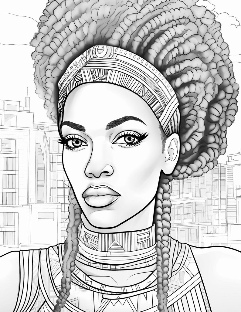 10 Black Woman Coloring Pages, African American Coloring Pages, Adult Grayscale Coloring Pages ...