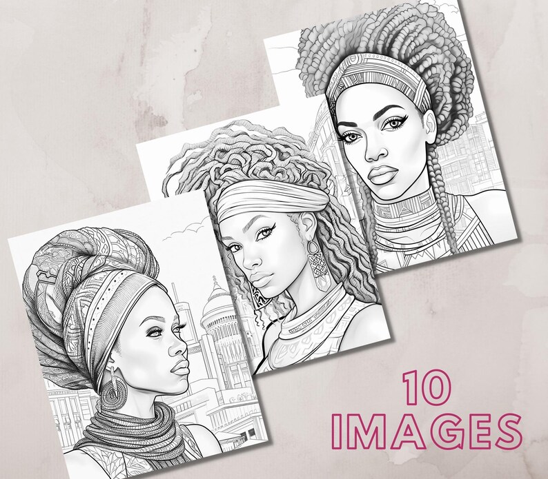 10 Black Woman Coloring Pages, African American Coloring Pages, Adult Grayscale Coloring Pages ...