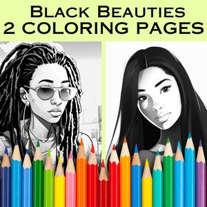African American Women Coloring Pages Digital Coloring Book Greyscale Coloring Pages, Coloring Pages for African American Women and Girls