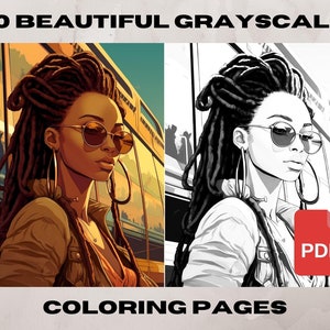 10 Black Woman Coloring Pages, African American Coloring pages, Adult Grayscale Coloring Pages Instant Download | Series 11