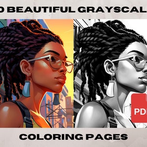 10 Black Woman Coloring Pages, African American Coloring pages, Adult Grayscale Coloring Pages Instant Download | Series 2