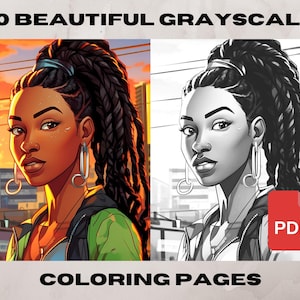 10 Black Woman Coloring Pages, African American Coloring pages, Adult Grayscale Coloring Pages Instant Download | Series 1