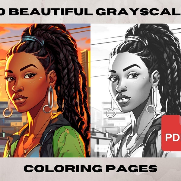 10 Black Woman Coloring Pages, African American Coloring pages, Adult Grayscale Coloring Pages Instant Download | Series 1