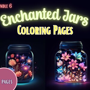 15 Enchanted Flowers in Jars Coloring Page, Fantasy Coloring pages, Adult Grayscale Coloring Pages Instant Download | Series 6