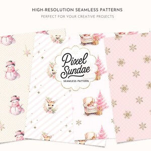 Pink Christmas Digital Paper, Pink Christmas Background, Junk Journal, Card Making, Pastel Christmas Ephemera, Scrapbook Paper, CRPK
