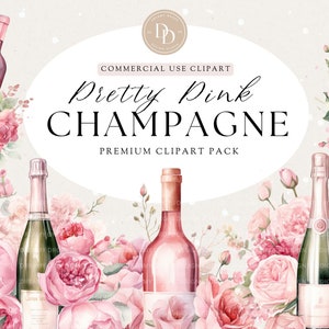 Pink Champagne Bottle Clipart Pack, Champagne Png, Celebration Clipart, Wine Clipart, Wedding Clip Art, Prosecco PNG, Transparent PNGs