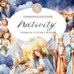 Nativity Scene Clipart Bundle, Christmas Nativity Clipart, Oh Holy Night PNG, Christmas Nativity Scene, Transparent PNG, For Commercial Use