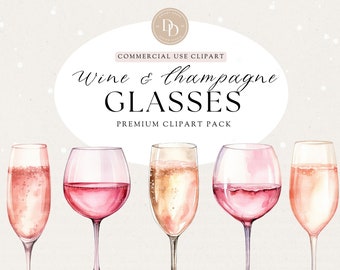 Wine & Champagne Glass Clipart Pack, Champagne Png, Celebration Clipart, Wine Clipart, Wedding Clipart, Prosecco PNG, Transparent PNGs