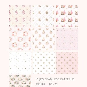 Pink Christmas Digital Paper, Pink Christmas Background, Junk Journal, Card Making, Pastel Christmas Ephemera, Scrapbook Paper, CRPK