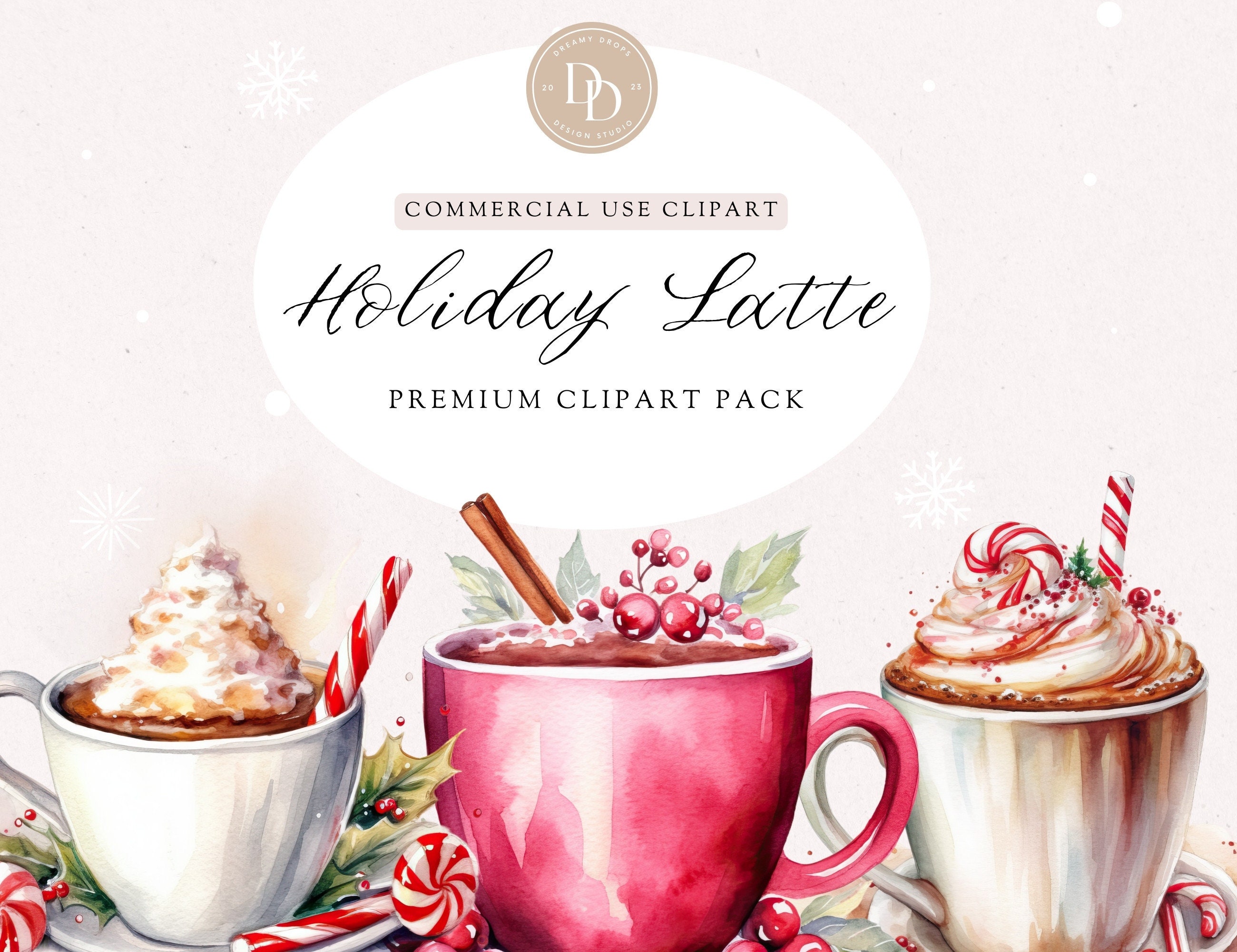 Christmas Latte Clipart Pack, Watercolor Christmas Drinks Clipart, Cozy ...