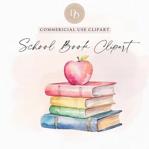 Book Clipart, Watercolor Clipart For Back To School, Teacher Clipart, Classroom Decor, Back To School Png, Transparent PNG, Commercial Use
