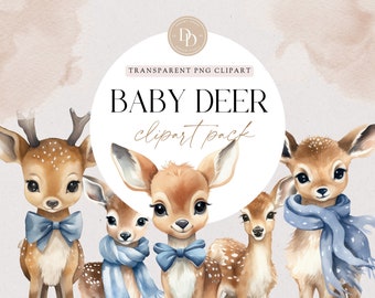 Baby Deer Clipart, Woodland Animal Clipart, Cute Boy Deer, Woodland Baby Shower, Transparent PNG, Commercial Use, Baby Shower Clipart