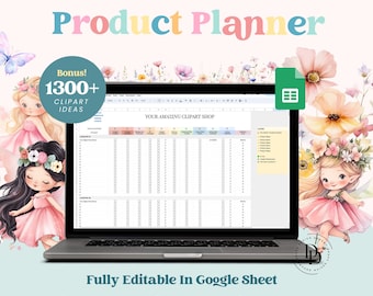 Clipart Product Plan for Creator, Etsy Seller Spreadsheet, Google Sheet Tracker, Small Business Spreadsheet, Graphic Planner