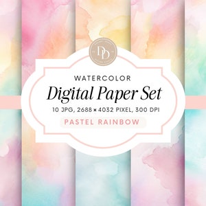 Pastel aquarel digitaal papierpakket, pastelverloop, aquarelachtergrond, pastelachtergrond, commercieel gebruik, aquareltexturen
