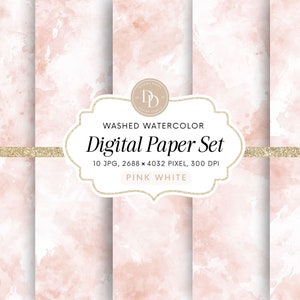 Watercolor Digital Paper Pack, Dusty Pink Background, Washed Pink Watercolor Background, Commercial Use, Watercolor Background JPG, BGDP