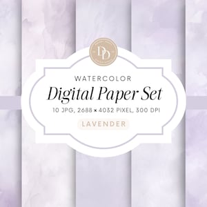 Pacchetto di carta digitale per acquerello / Sfondo viola / Sfondo acquerello pastello / Uso commerciale / Sfondo acquerello JPG